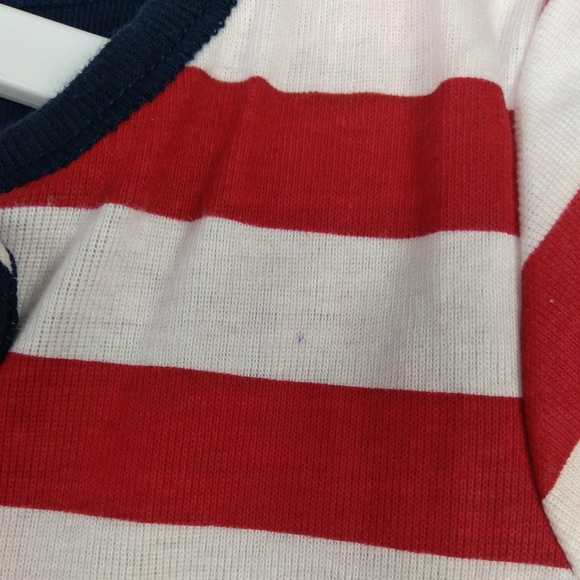 The Children's Place 12-18M One Piece Pajamas Red White Blue Stripes Stars Baby - Picture 4 of 10